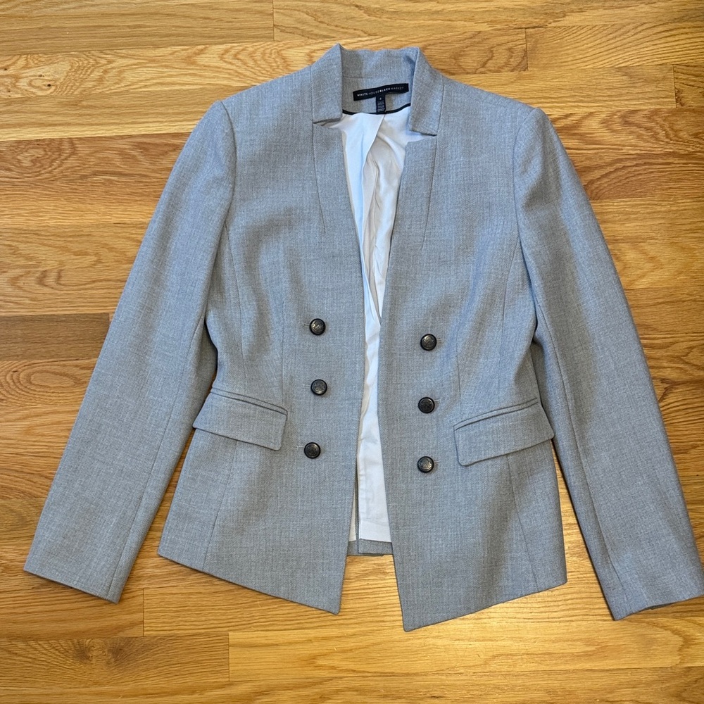 Women's Gray Double-Breasted Blazer
